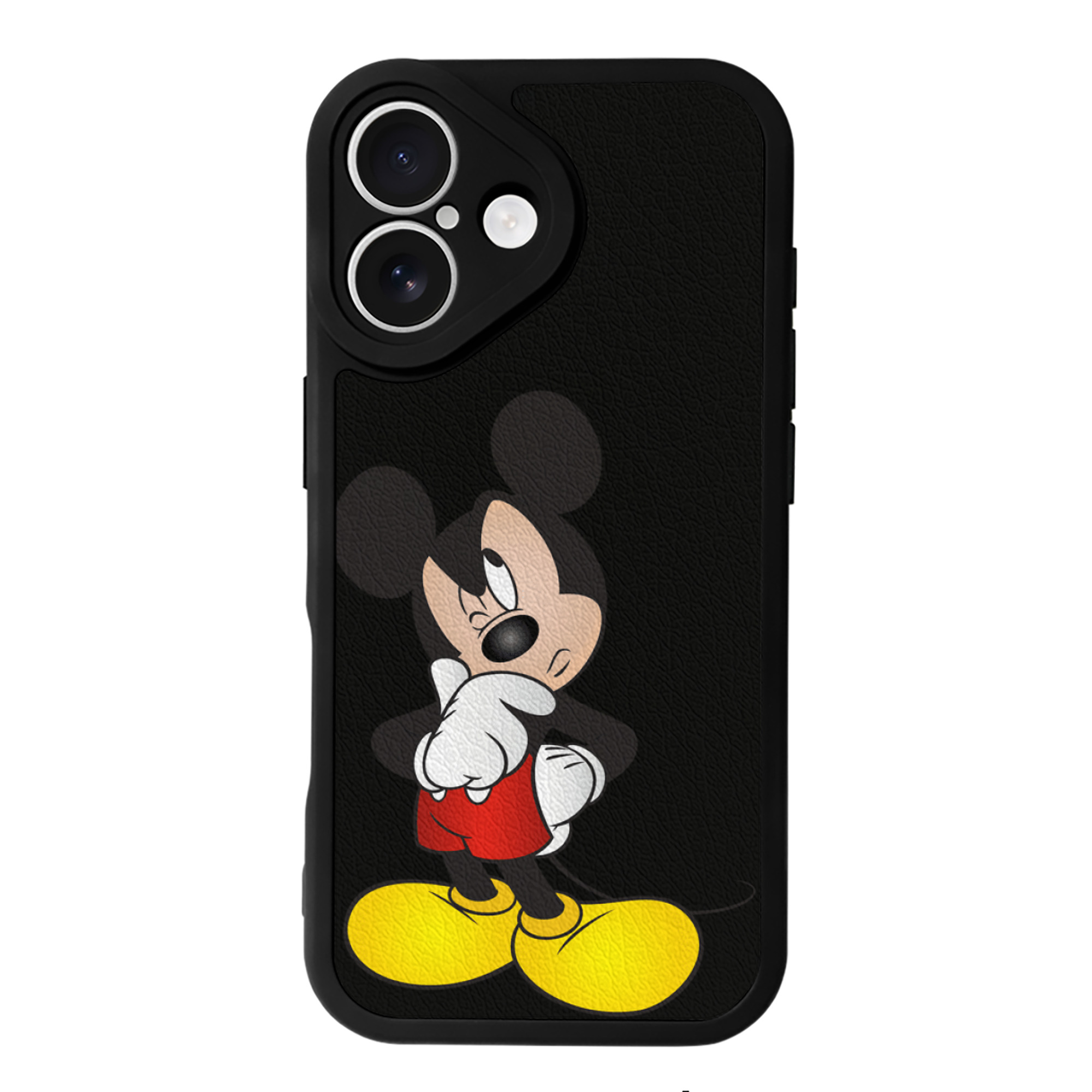 （画像用） ミッキーマウス Mickey Mouse 【iPhone 16シリーズ対応】シリコンスマホケース（レザー調） 材質：シリコン